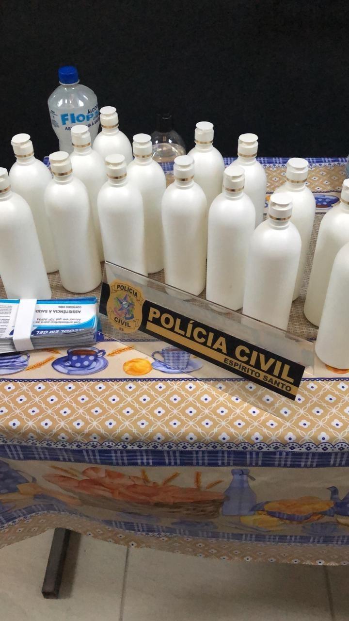 Polícia Civil fecha fábrica clandestina de álcool em gel em Marataízes