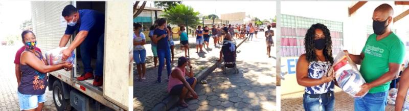 Prefeitura de Conceição da Barra entrega cestas básicas à 600 famílias do Distrito de Braço do Rio