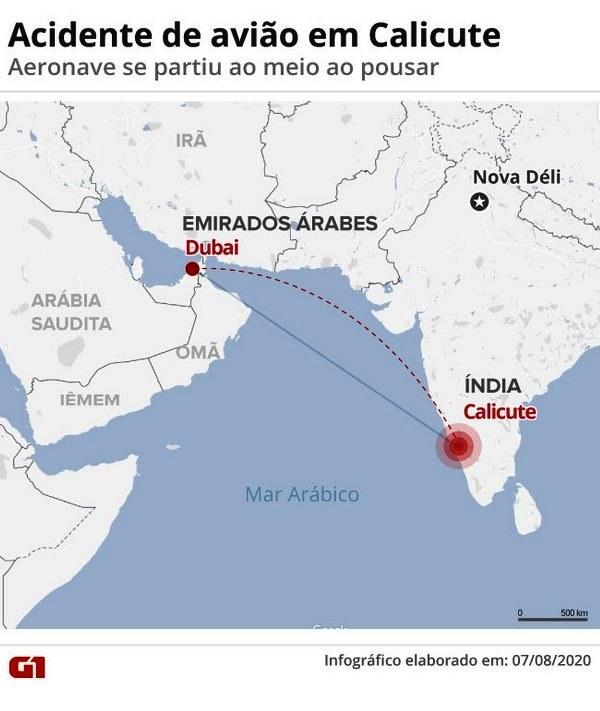 Avião se parte em dois durante pouso na Índia; há mortos e feridos