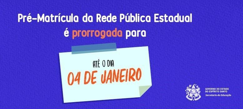 Pré-Matrícula pode ser feita até 4 de janeiro de 2021, no Espírito Santo