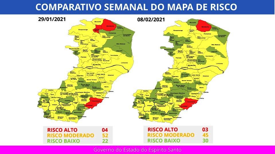 Montanha, Guarapari e Anchieta seguem no Risco Alto para a Covid-19