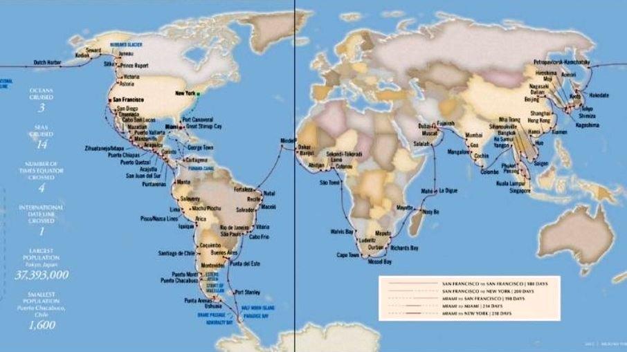 Empresa de cruzeiros vende volta ao mundo em 180 dias por R$ 1 milhão