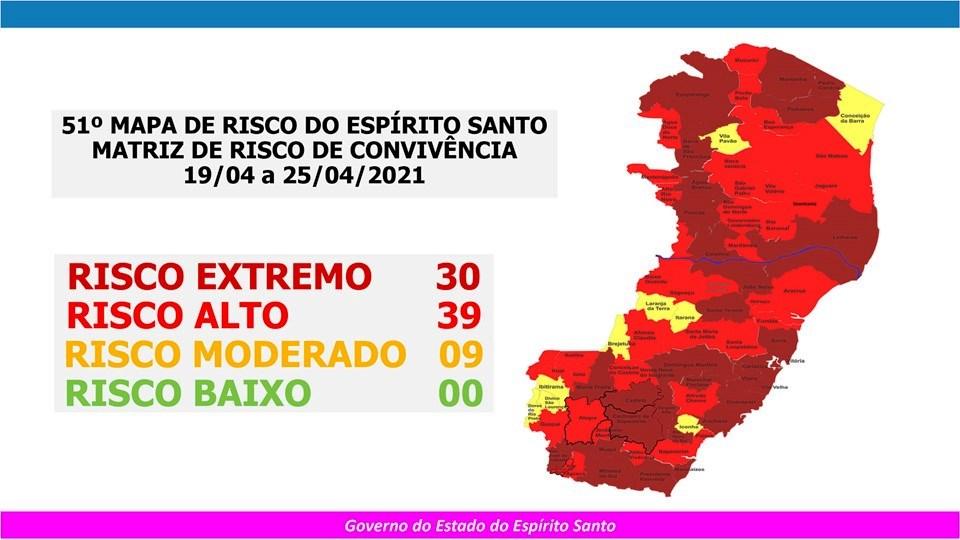 Nove cidades do ES estarão na classificação de risco moderado na semana que vem