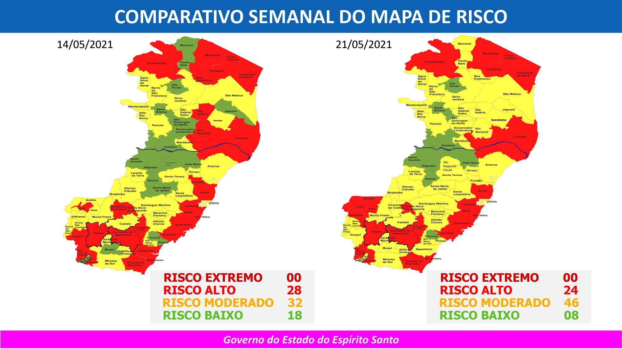 Governo do Espírito Santo divulga 56º Mapa de Risco Covid-19