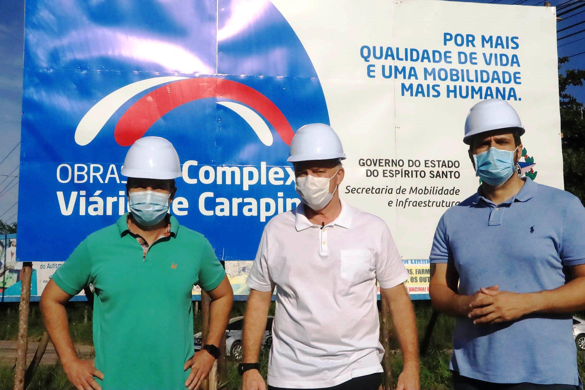 Casagrande visita canteiro de obras do Trevo de Carapina, na Região Metropolitana, neste sábado (22)