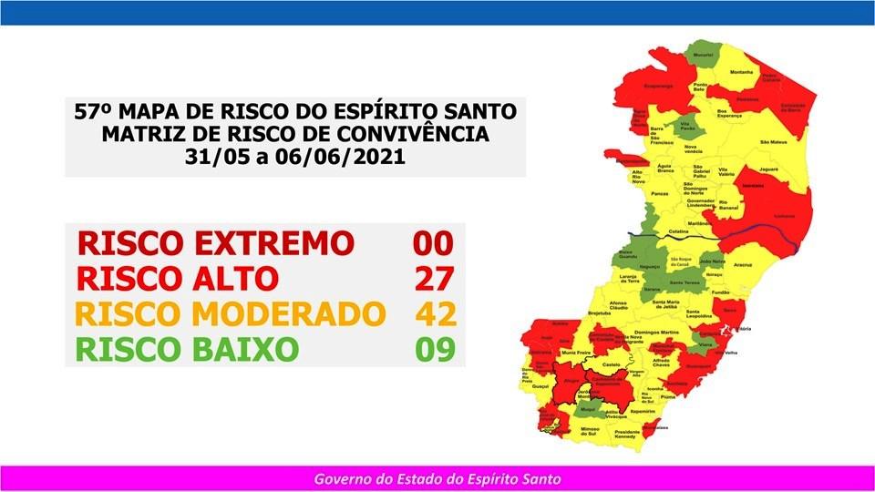 Governo do Espírito Santo divulga nova atualização do Mapa de Risco Covid-19
