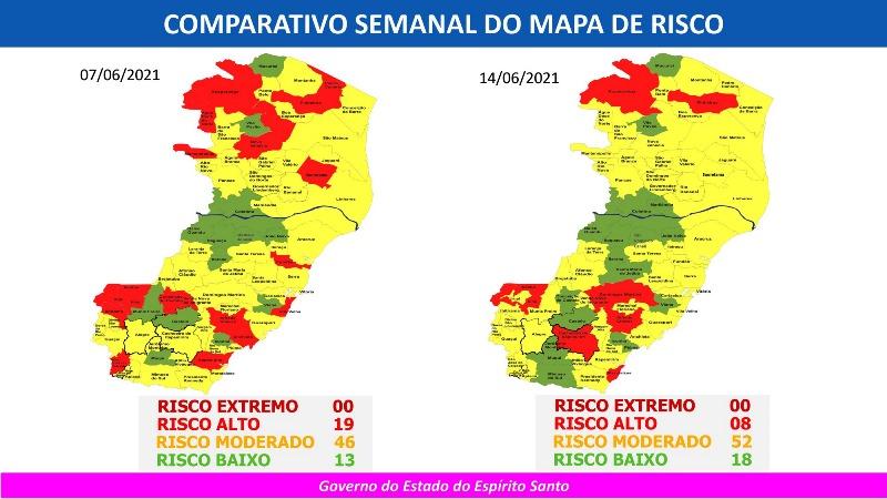 Governo do Espírito Santo divulga o 59º Mapa de Risco Covid-19