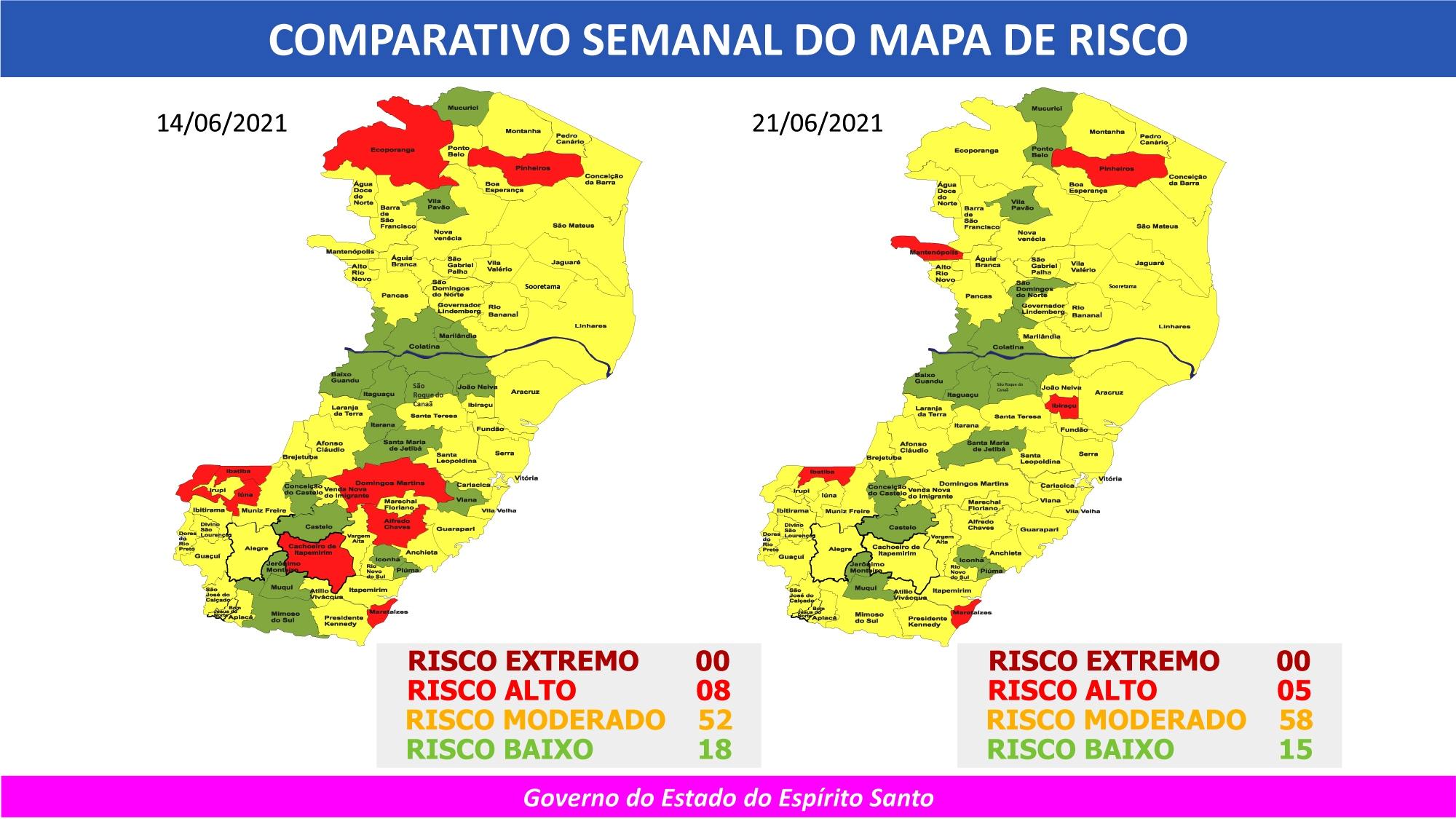 Governo do Espírito Santo divulga novo Mapa de Risco Covid-19