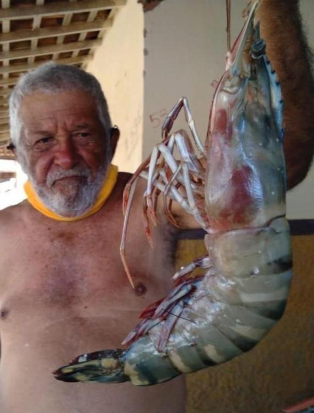 Pescador captura ‘camarão gigante' com mais de 400g e cerca de 50 cm, no RN