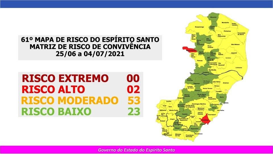 Governo do Espírito Santo divulga novo mapa de risco Covid-19