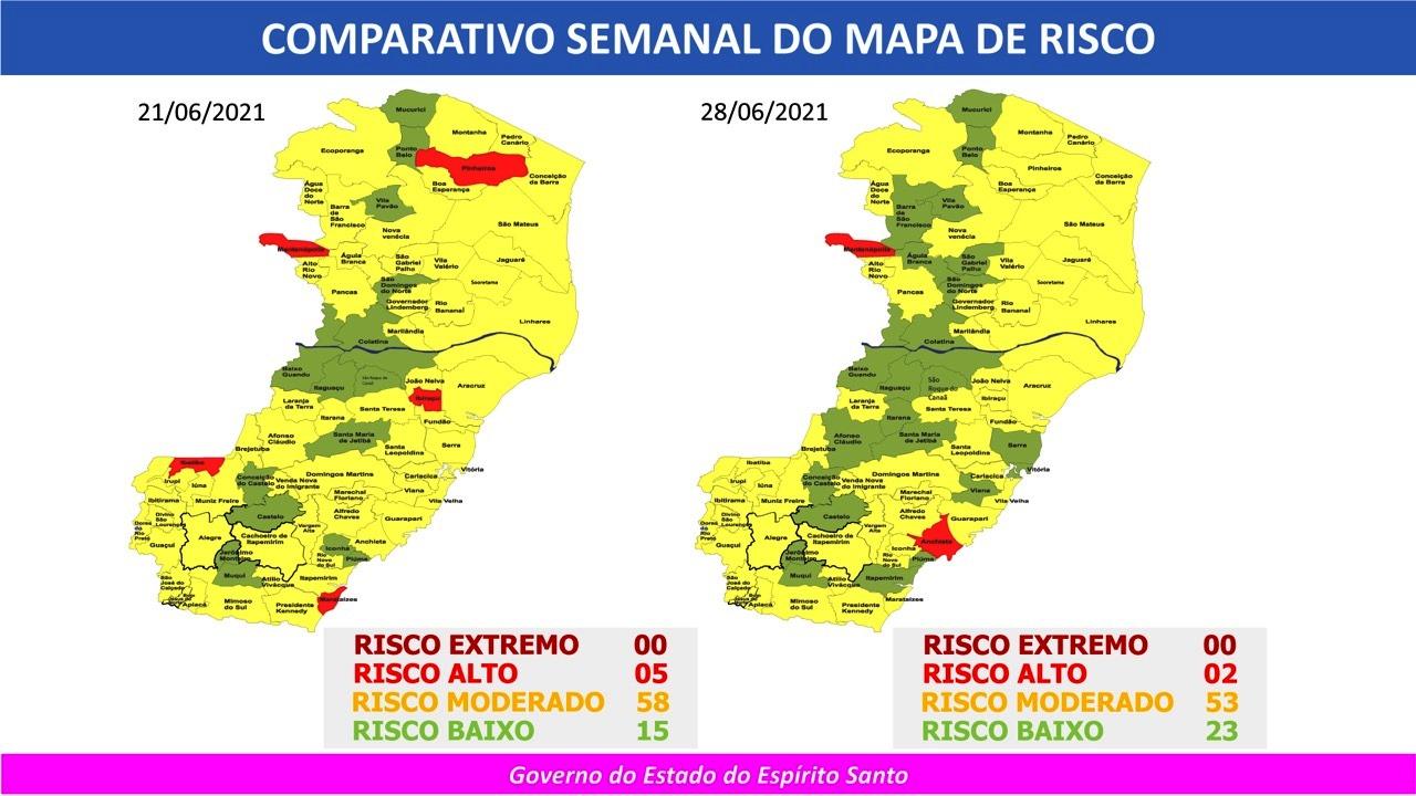 Governo do Espírito Santo divulga novo mapa de risco Covid-19