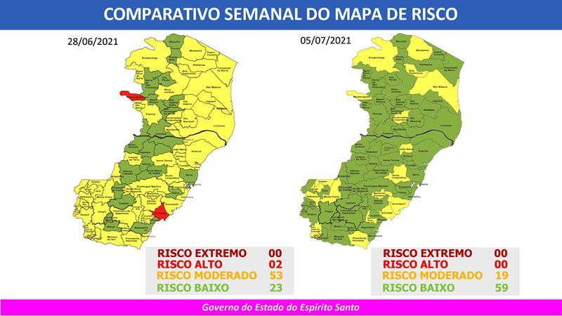 Governo do Espírito Santo divulgou novo mapa de risco Covid-19, nesta sexta-feira (2)