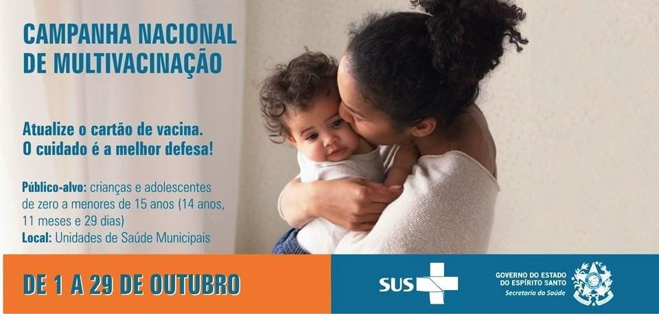 Dia D da Campanha de Multivacinação para crianças e adolescentes é neste sábado (16)