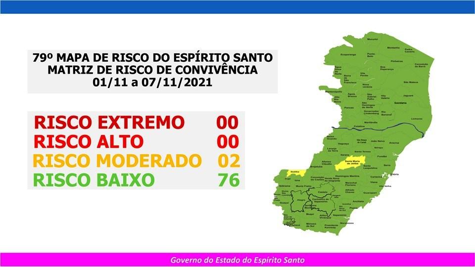 Espírito Santo terá apenas duas cidades classificadas em risco moderado para a Covid-19