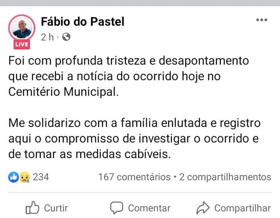 Caixão quebra e corpo cai dentro de cova durante enterro