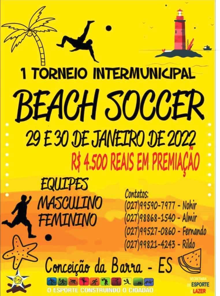 Bola vai rolar na Arena com a Copa Norte de Beach Soccer, em Conceição da Barra, neste sábado (29) e domingo (30)