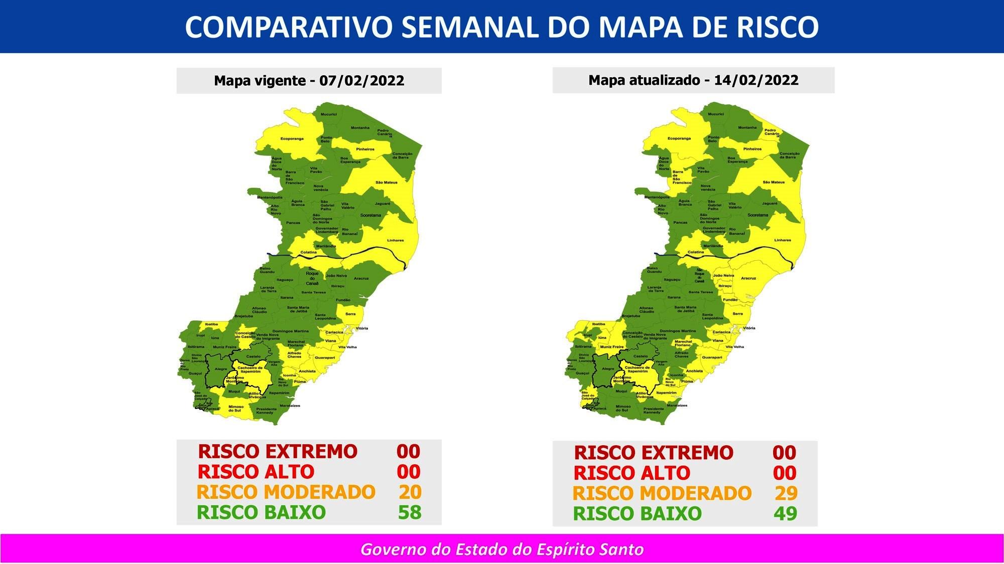 Vai a 29 o número de cidades em risco moderado para Covid-19 no ES