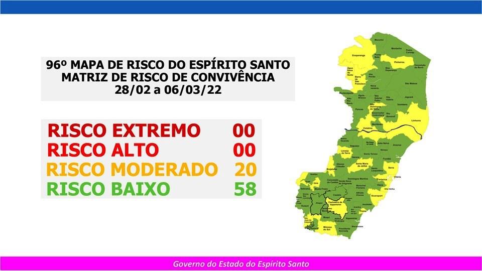ES tem 20 cidades em risco moderado para Covid-19