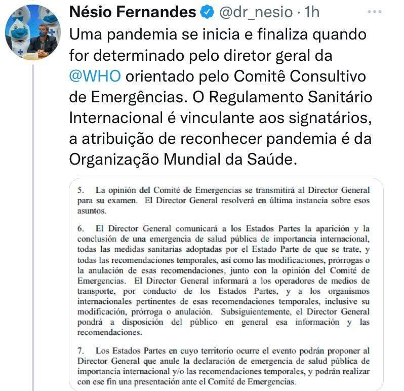 “Rebaixamento de pandemia para endemia não muda comportamento da covid-19”, diz Nésio Fernandes