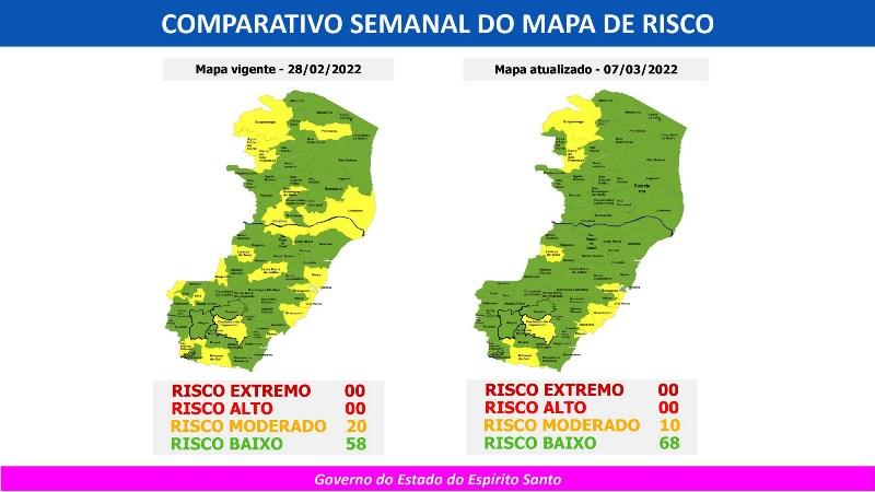 Apenas 10 municípios estão em risco moderado para Covid-19 no ES