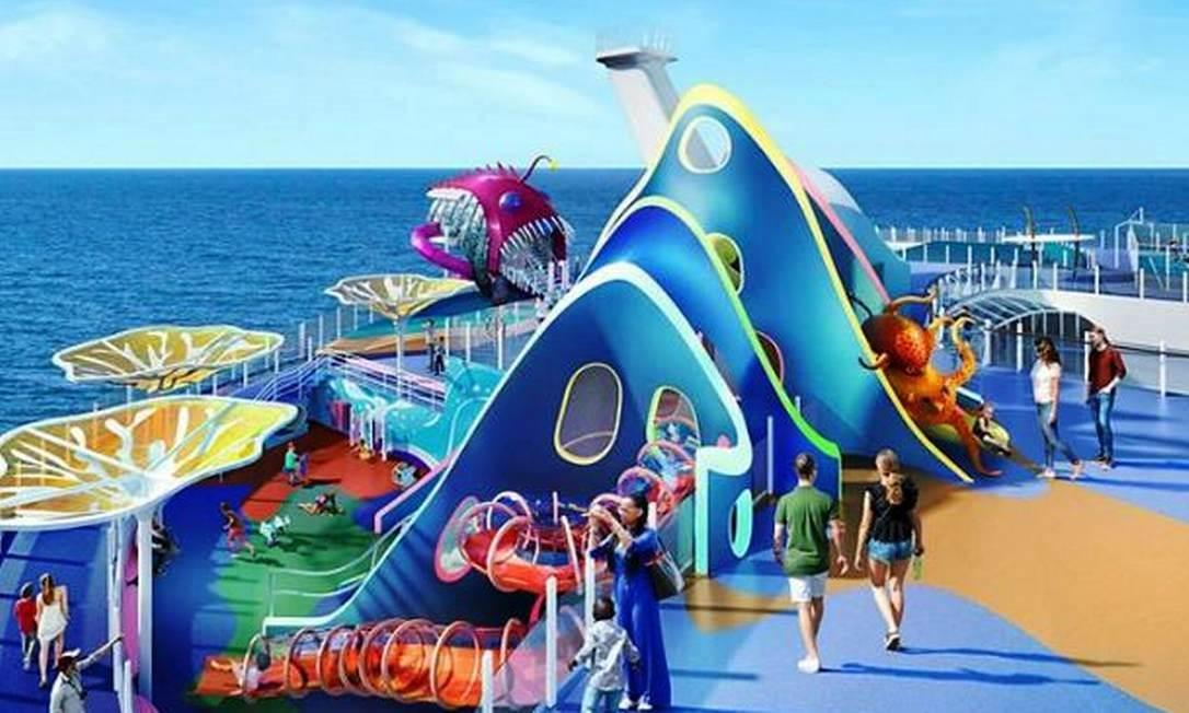 Maior navio do mundo, com 19 piscinas e área verde com 20 mil plantas e árvores, zarpa pela primeira vez