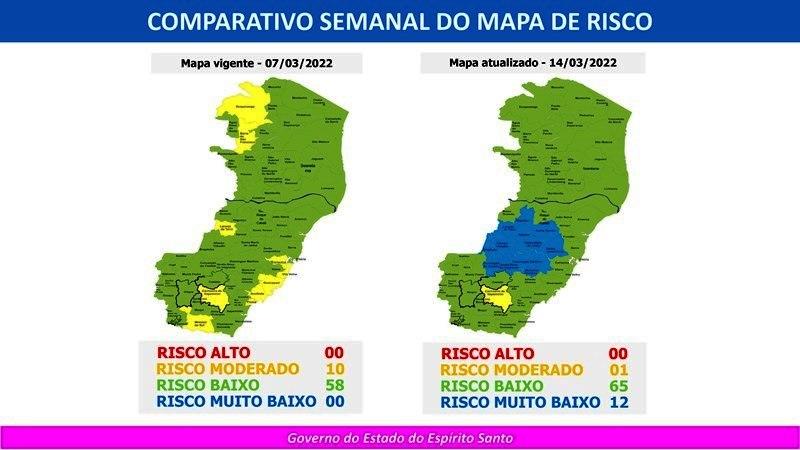 Apenas 1 cidade do ES está classificada em risco moderado para Covid-19