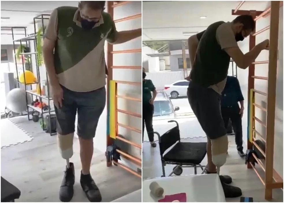Homem mais alto do Brasil fica em pé pela primeira vez com prótese da perna: ‘O gigante tem que se reabilitar’