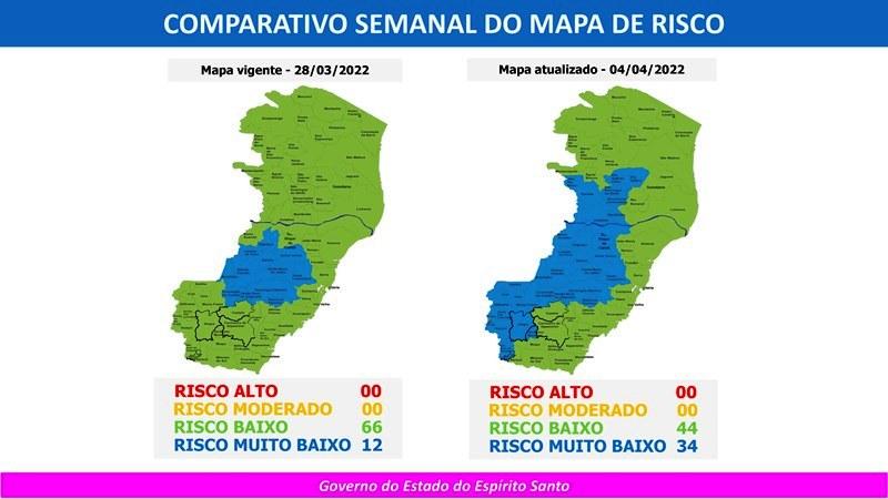 ES tem 34 cidades em risco muito baixo e 44 em risco baixo