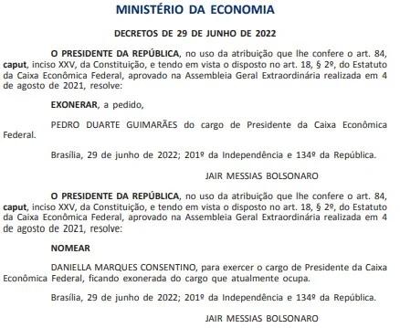 Bolsonaro exonera Pedro Guimarães; Daniella Marques assume a Caixa