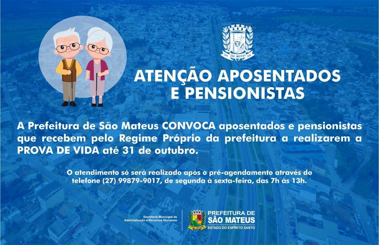 Prazo para aposentados e pensionistas da Prefeitura de São Mateus fazerem a prova de vida vai até 31 de outubro