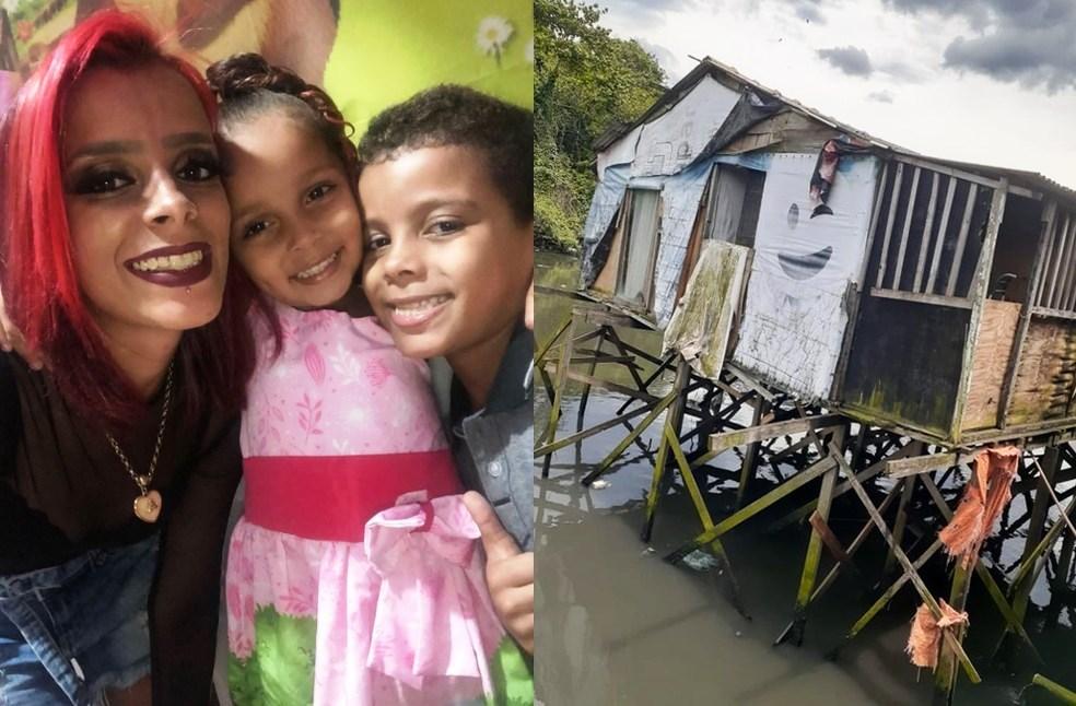 Jovem implora ajuda por temer que casa desabe com ela e os filhos dentro