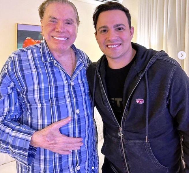 Silvio Santos usa pijama para conhecer novo genro, que é cantor sertanejo