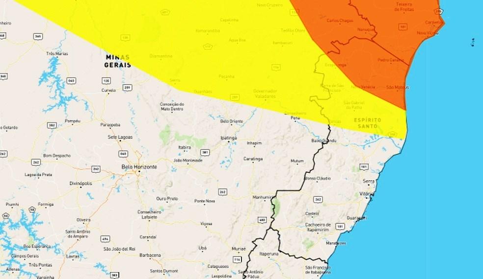 Cidades do ES recebem novos alertas de acumulado e de chuvas intensas