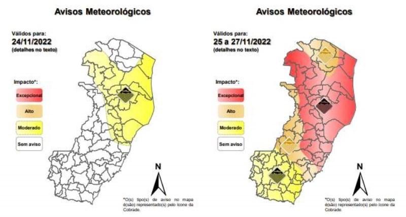 Defesa Civil emite alerta de “tempo severo” para o Espírito Santo