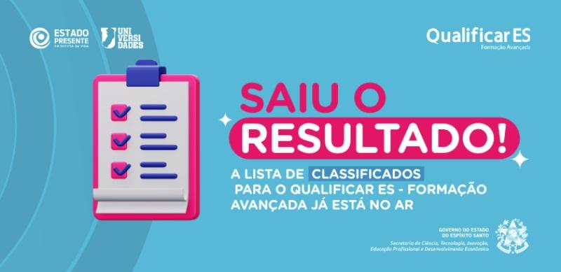 Confira a lista de classificados para os cursos do Qualificar ES - Formação Avançada