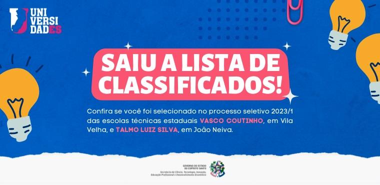 Sectides divulga resultado do processo seletivo das escolas técnicas estaduais do ES