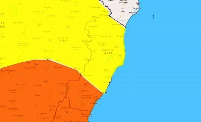 ES recebe dois alertas de chuva forte e ventos intensos