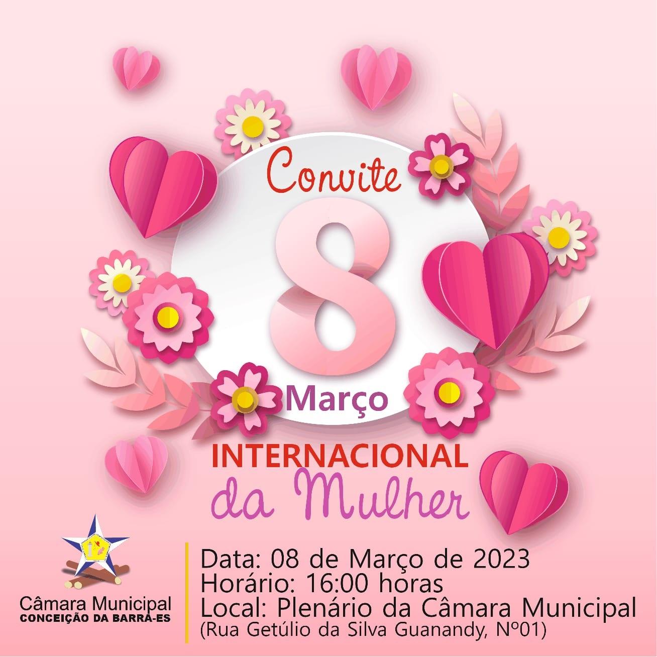 Câmara de Conceição da Barra (ES) realiza sessão solene em homenagem ao Dia da Mulher nesta quarta-feira (8)