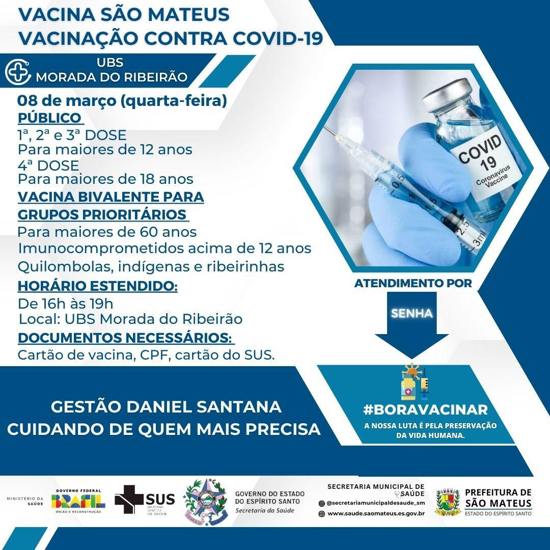 Campanha de vacinação bivalente contra Covid-19 segue nos bairros Morada do Ribeirão e Sernamby, em São Mateus, ES