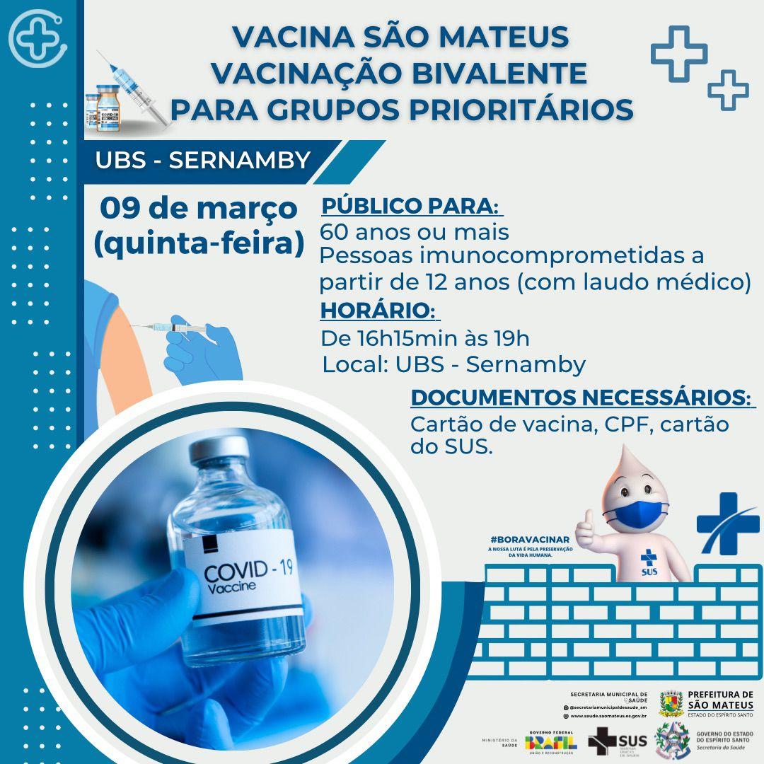 Campanha de vacinação bivalente contra Covid-19 segue nos bairros Morada do Ribeirão e Sernamby, em São Mateus, ES