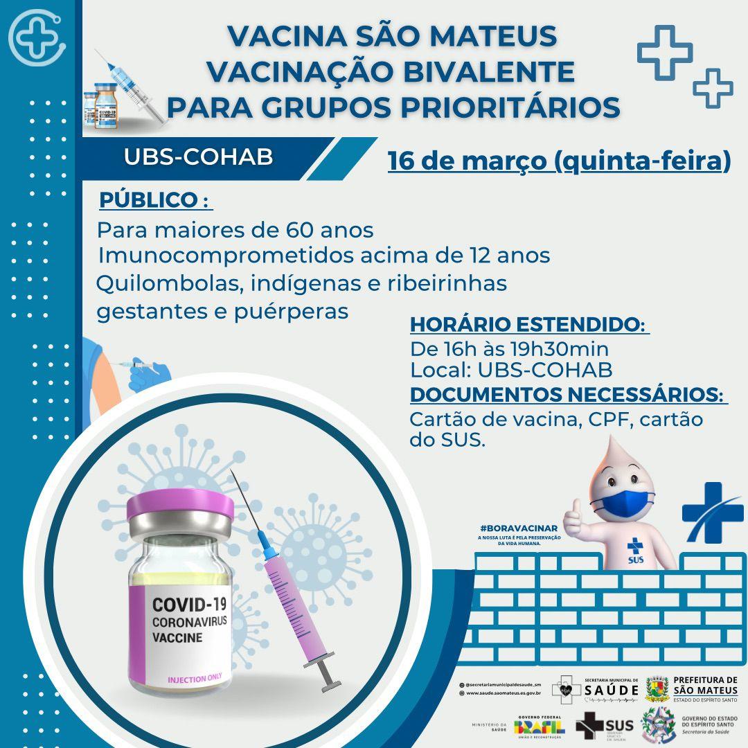 Campanha de vacinação bivalente contra Covid-19 chega na Cohab, em São Mateus, ES, nesta quinta-feira (16)