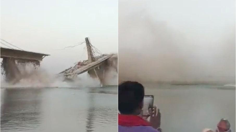 Ponte suspensa desaba pela segunda vez na Índia