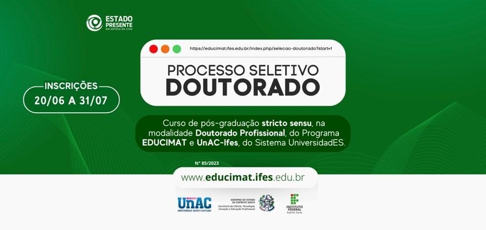 Secti e Ifes ofertam vagas para curso de doutorado em Educação em Ciências e Matemática