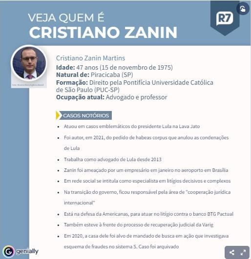 Senado aprova Cristiano Zanin para cargo de ministro do STF