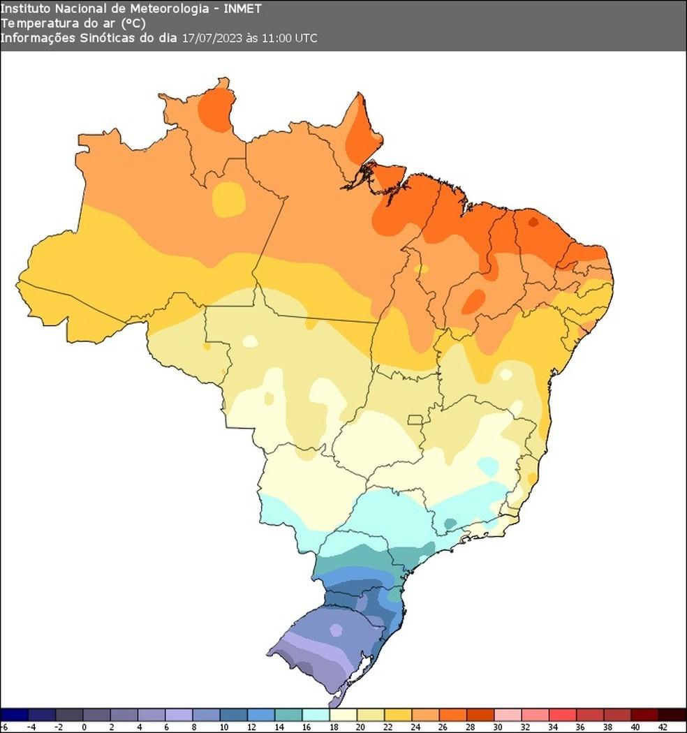 Frio de -22,5°C na Argentina ultrapassa limite da escala que representa a temperatura