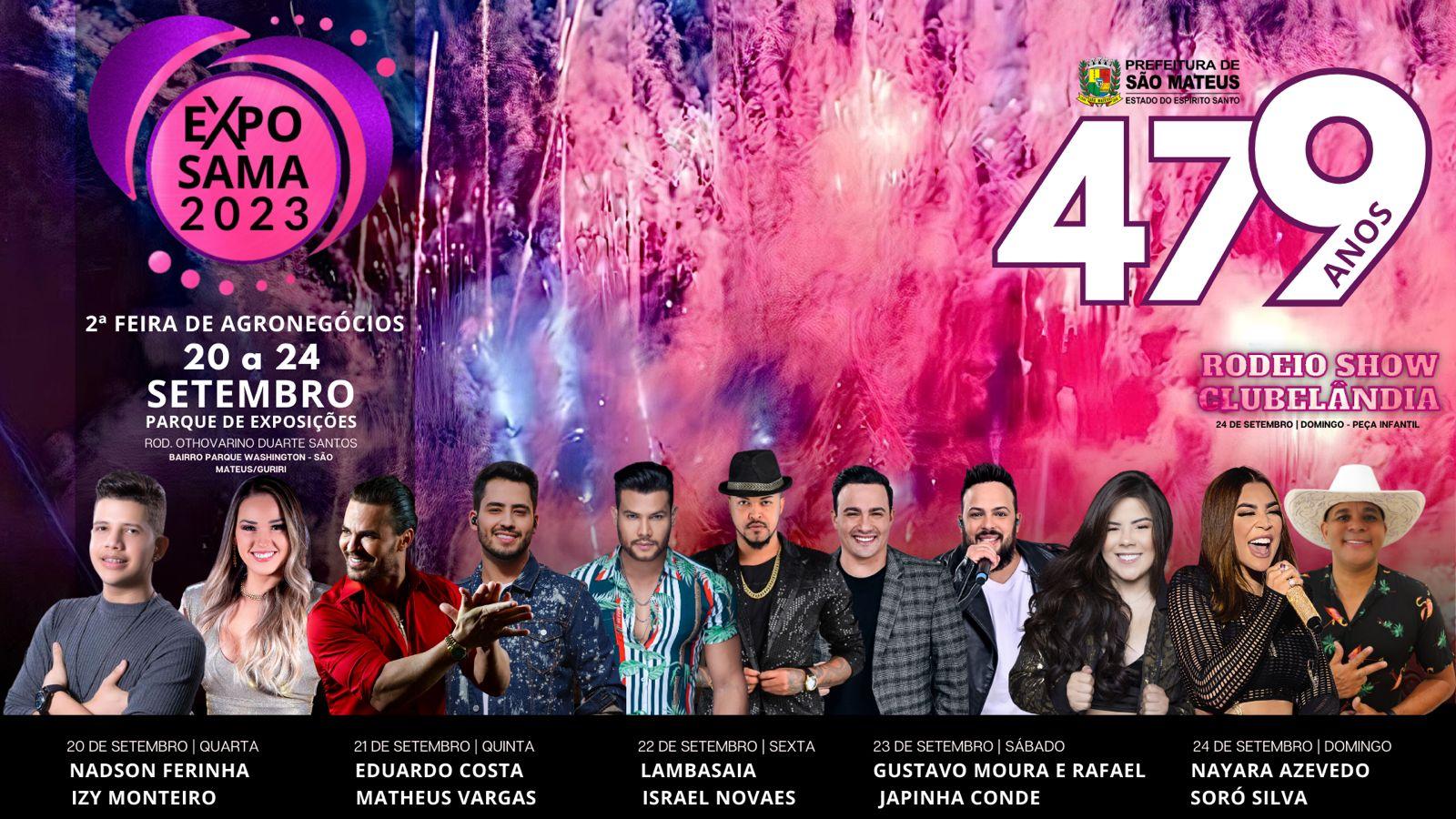 ExpoSama 2023 vem aí! Com atrações nacionais, feira de agronegócio, rodeio show e muito mais em São Mateus, ES