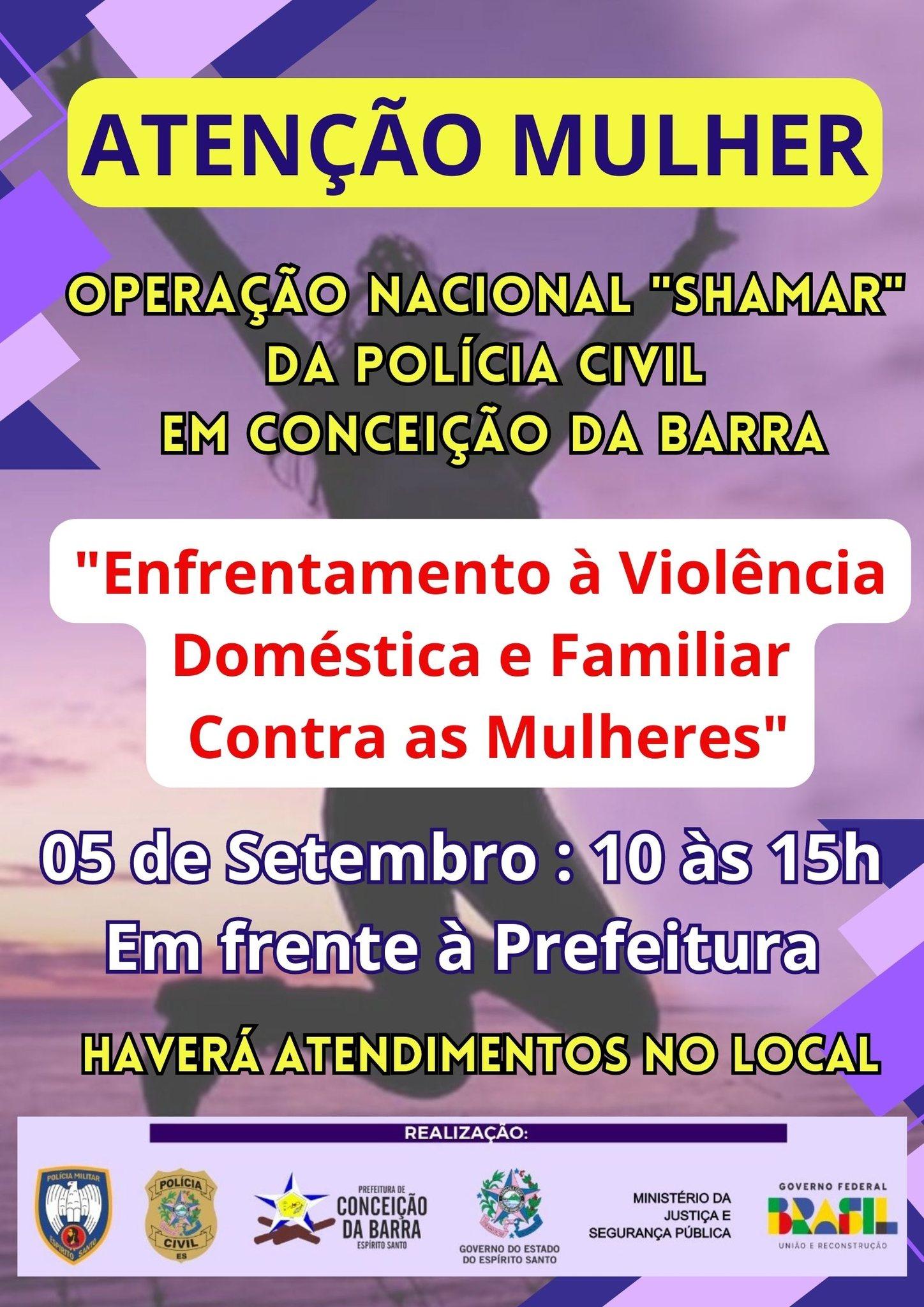 PCES vai promover ação de enfrentamento à violência contra as mulheres, em Conceição da Barra, ES, no dia 5 de setembro