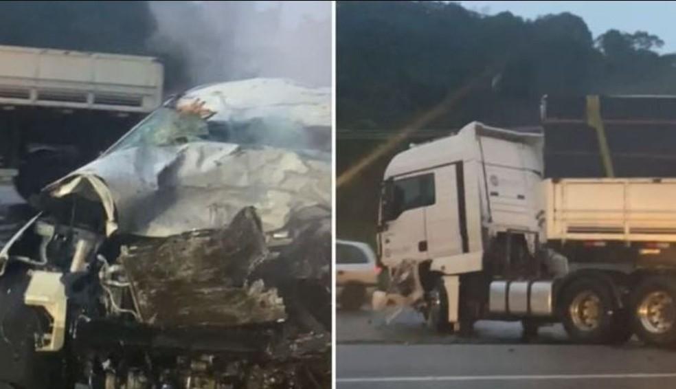 Grave acidente entre carro e uma carreta BR-493 deixa 5 mortos; família era de Cachoeiro, no ES