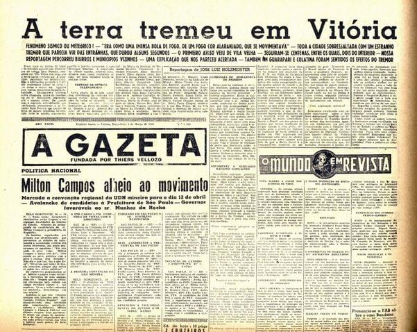Segundo maior terremoto do Brasil fez Vitória tremer em 1955