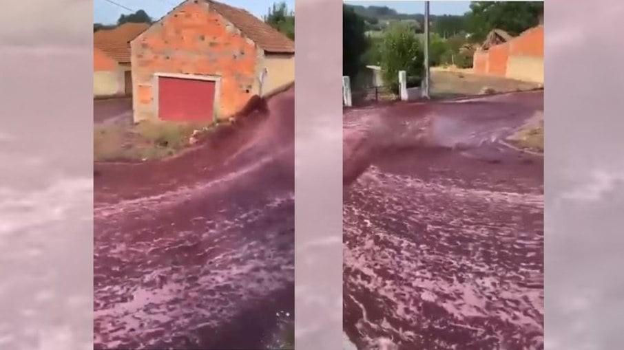 ‘Rio de vinho' invade ruas de cidade em Portugal
